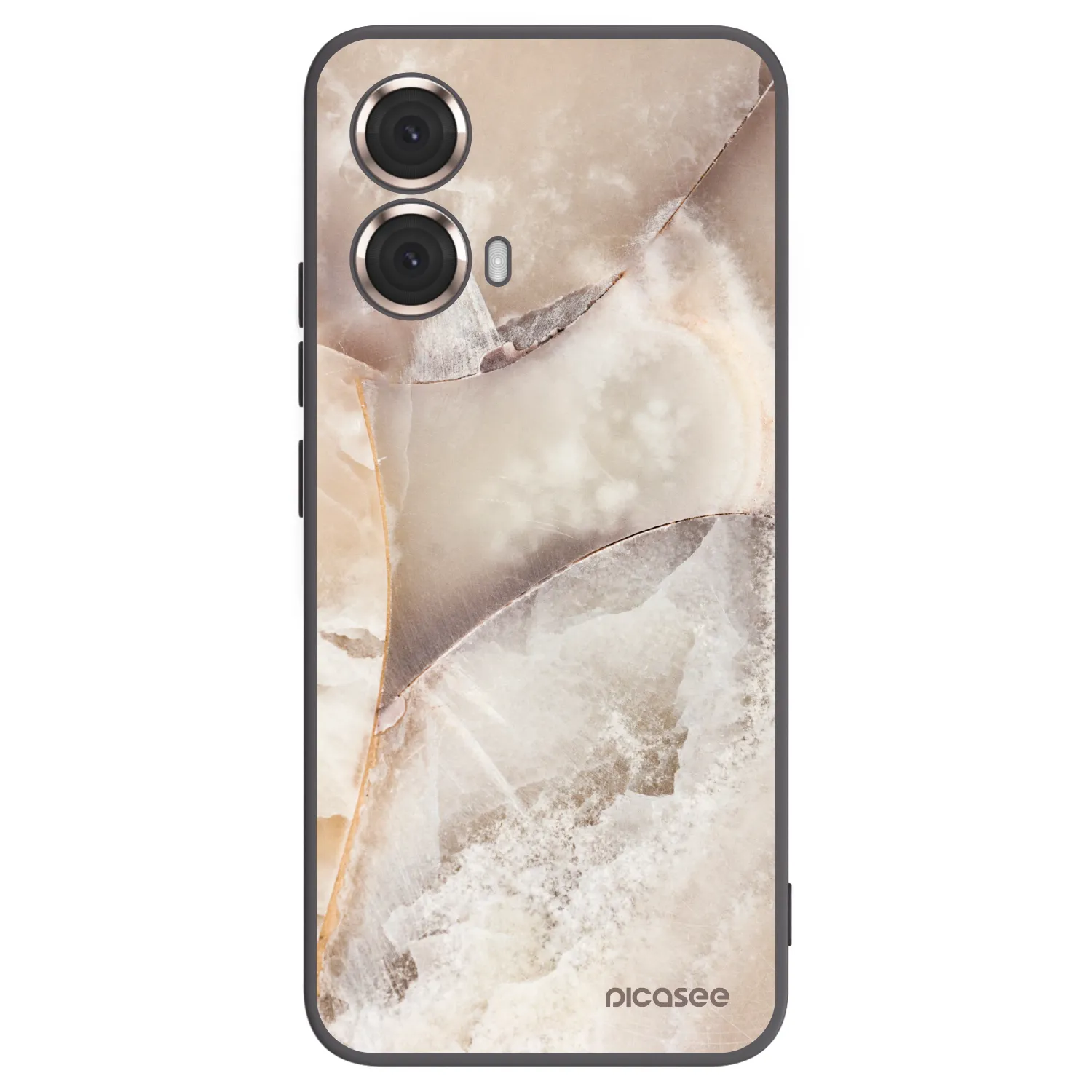 Picasee silikonowe czarne etui na Motorola Moto G85 - Cream marble