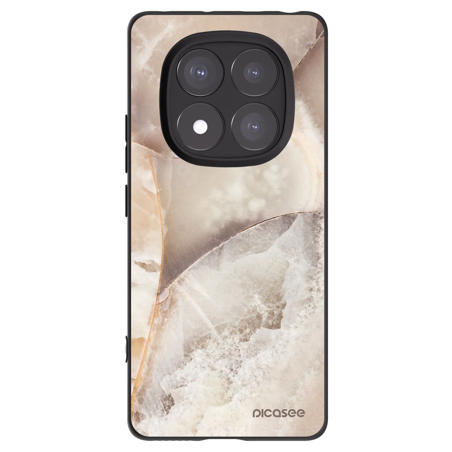 Picasee silikonowe czarne etui na Xiaomi Redmi Note 14 Pro+ 5G - Cream marble