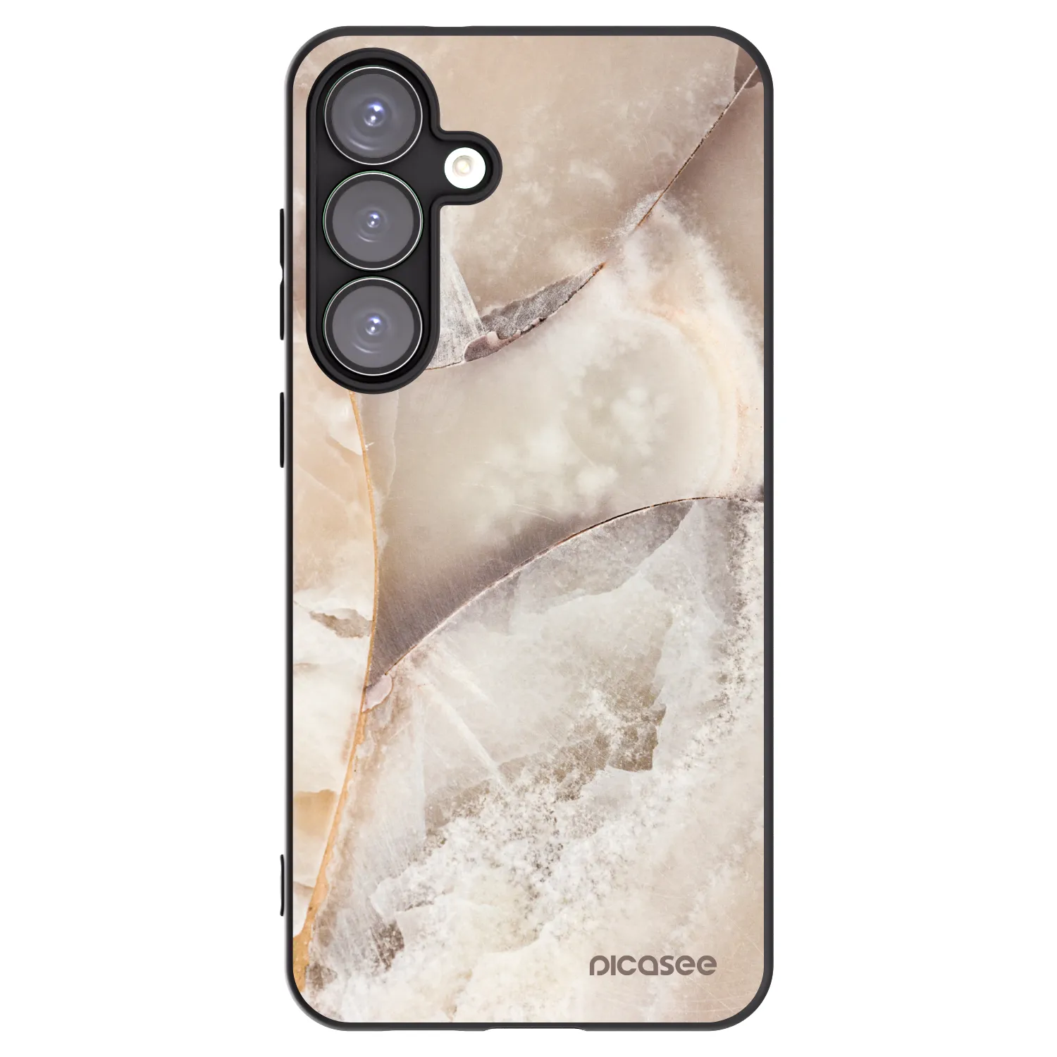 Picasee silikonowe czarne etui na Samsung Galaxy S25+ 5G - Cream marble