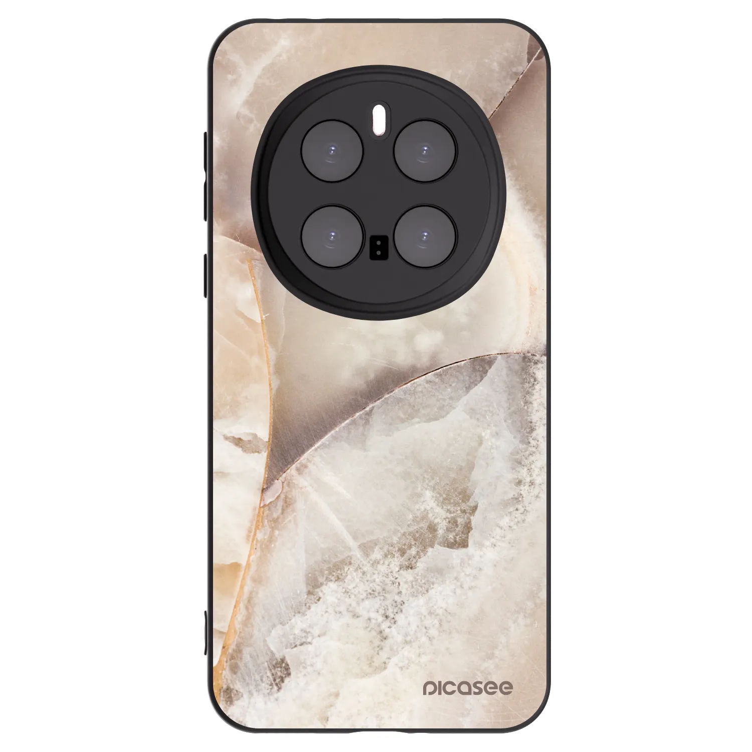 Picasee silikonowe czarne etui na Honor Magic7 Pro 5G - Cream marble