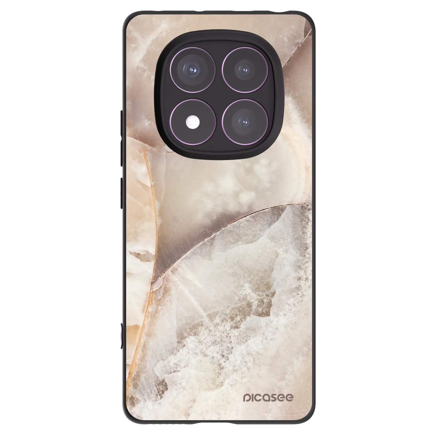 Picasee silikonowe czarne etui na Xiaomi Redmi Note 14 Pro 4G - Cream marble