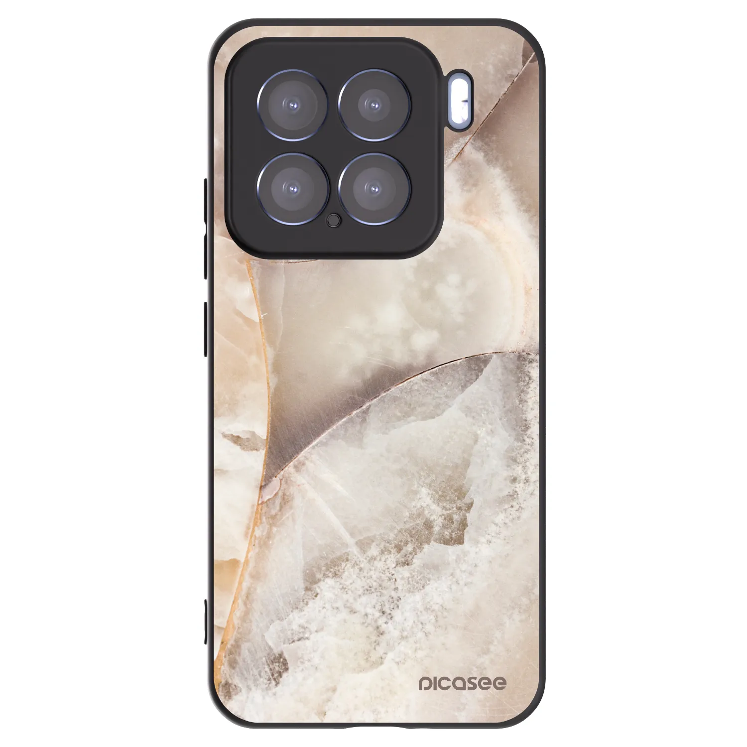 Picasee silikonowe czarne etui na Xiaomi 15 - Cream marble