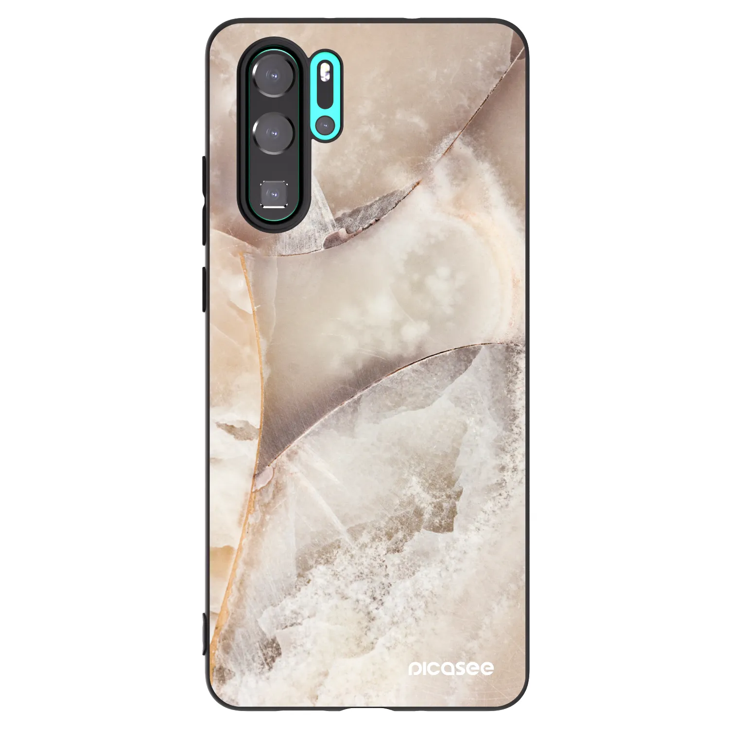 Picasee silikonowe czarne etui na Huawei P30 Pro - Cream marble