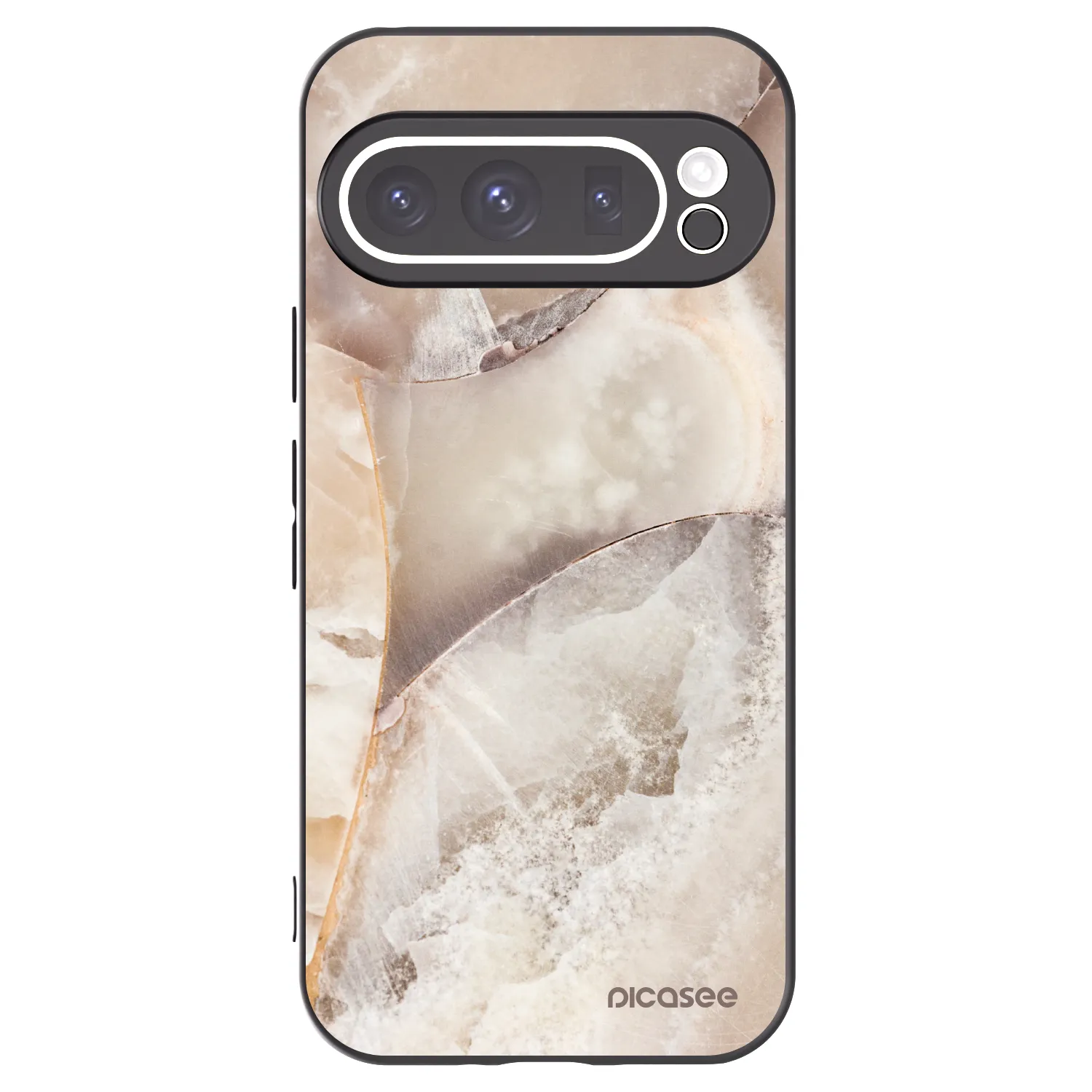 Picasee silikonowe czarne etui na Google Pixel 9 Pro - Cream marble