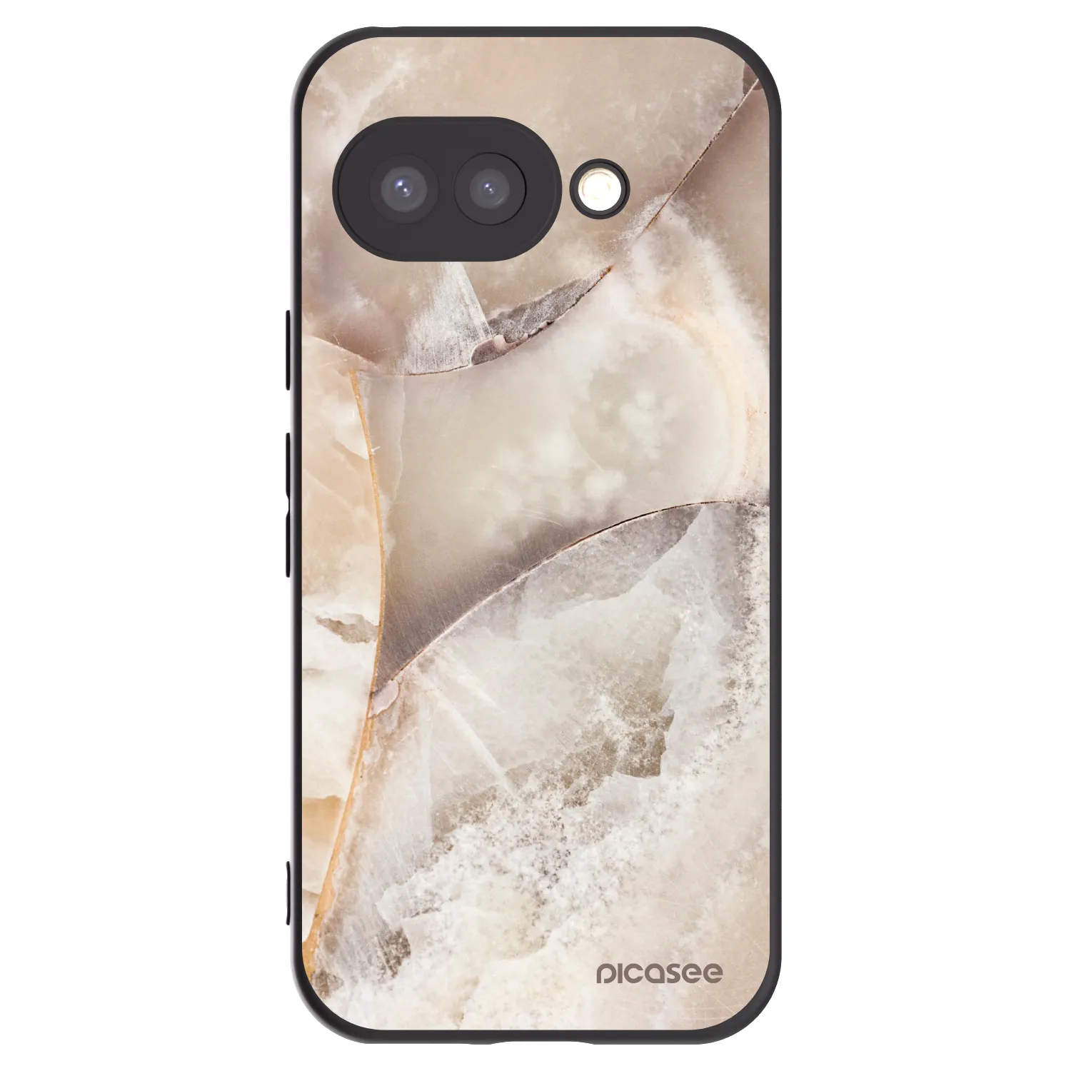 Picasee silikonowe czarne etui na Google Pixel 9a - Cream marble