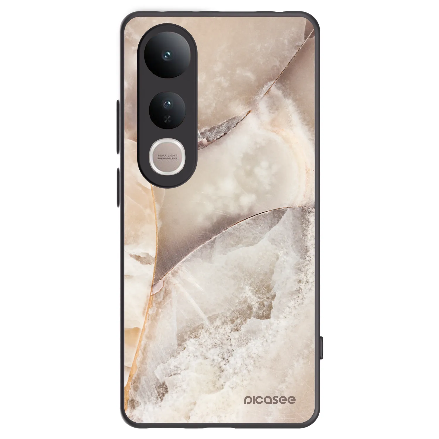 Picasee silikonowe czarne etui na Vivo V50 Lite 5G - Cream marble