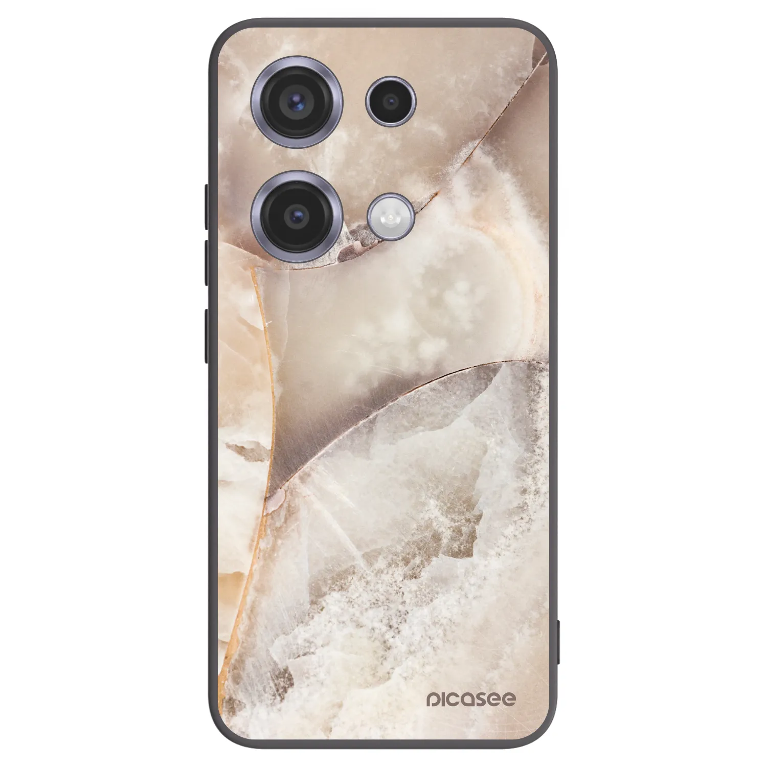 Picasee silikonowe czarne etui na Xiaomi Redmi Note 14S - Cream marble