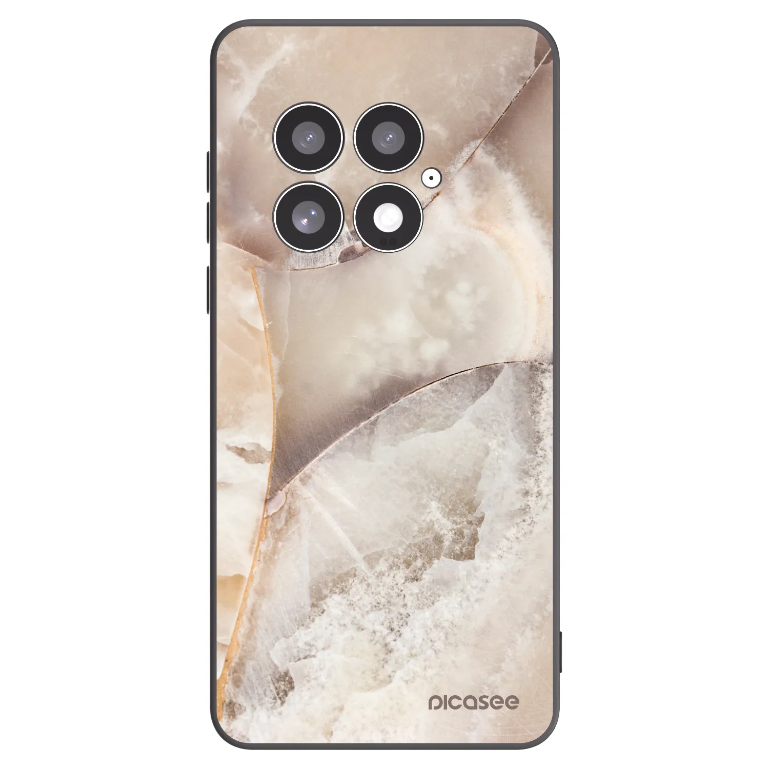 Picasee silikonowe czarne etui na OnePlus 13 5G - Cream marble