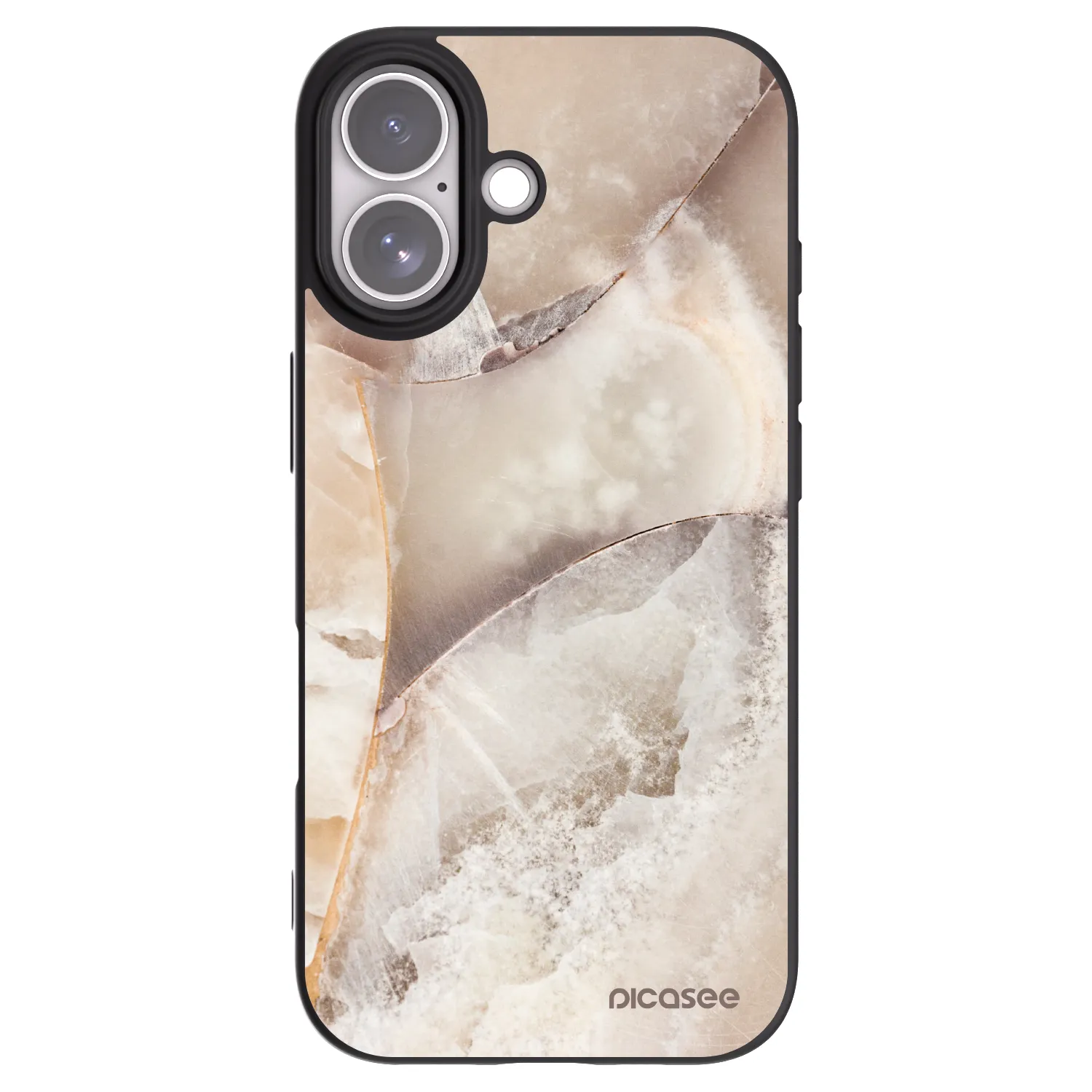 Picasee silikonowe czarne etui na Apple iPhone 17 - Cream marble