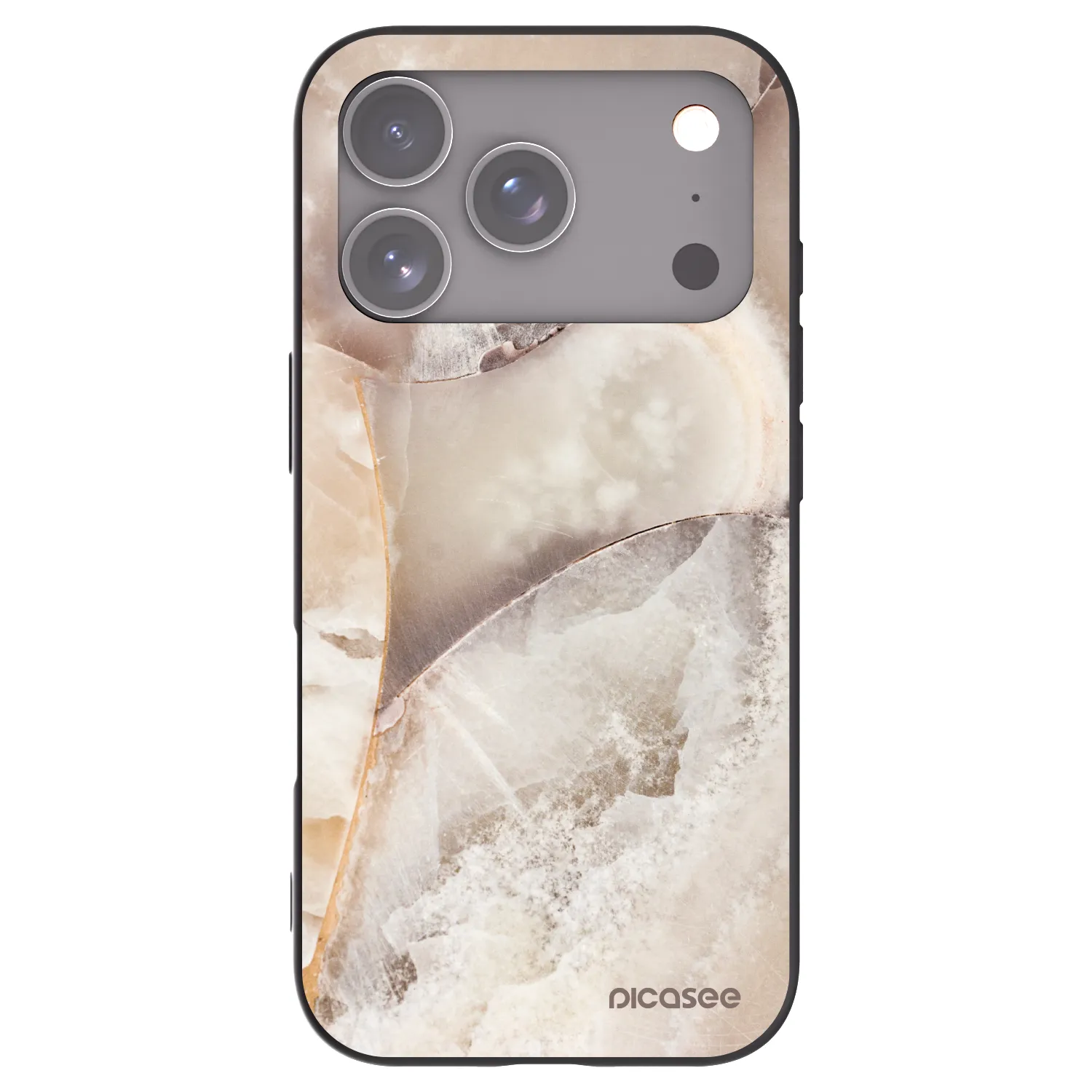 Picasee silikonowe czarne etui na Apple iPhone 17 Pro - Cream marble