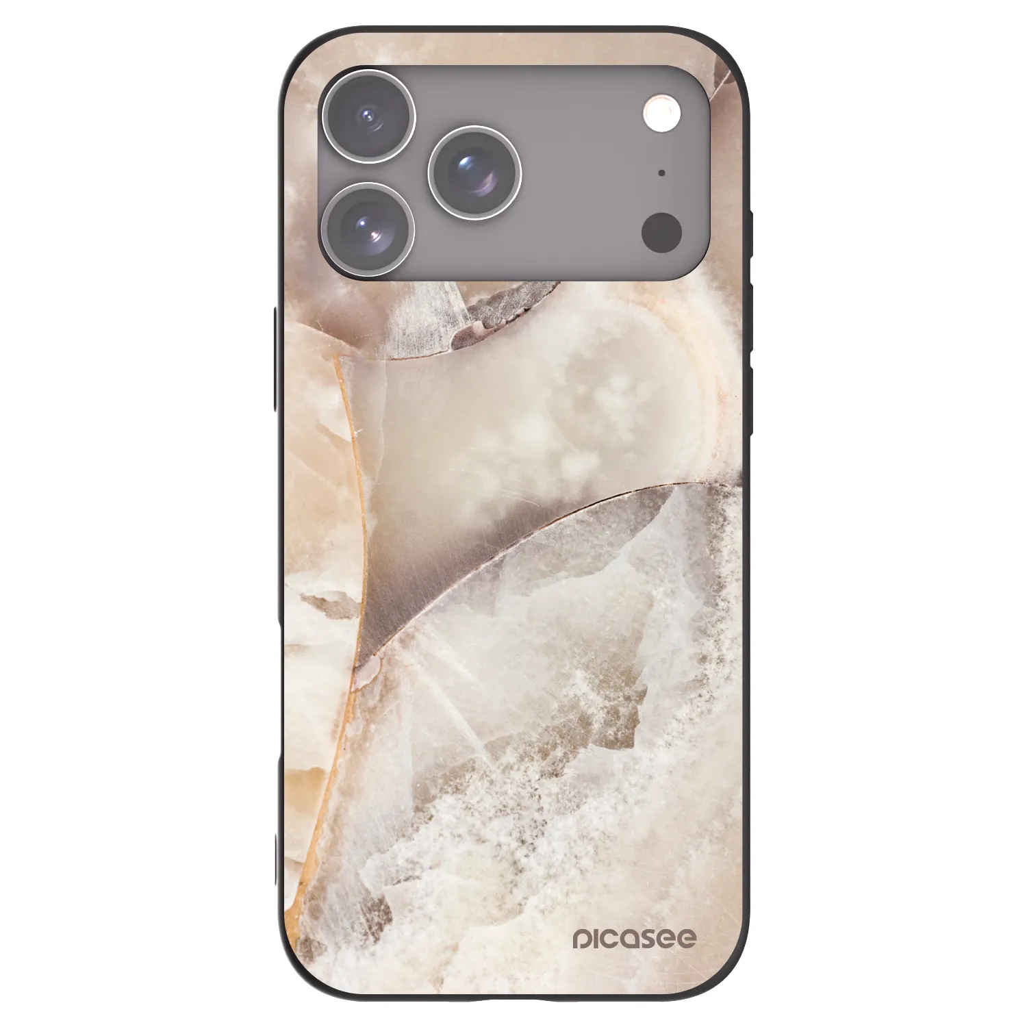 Picasee silikonowe czarne etui na Apple iPhone 17 Pro Max - Cream marble