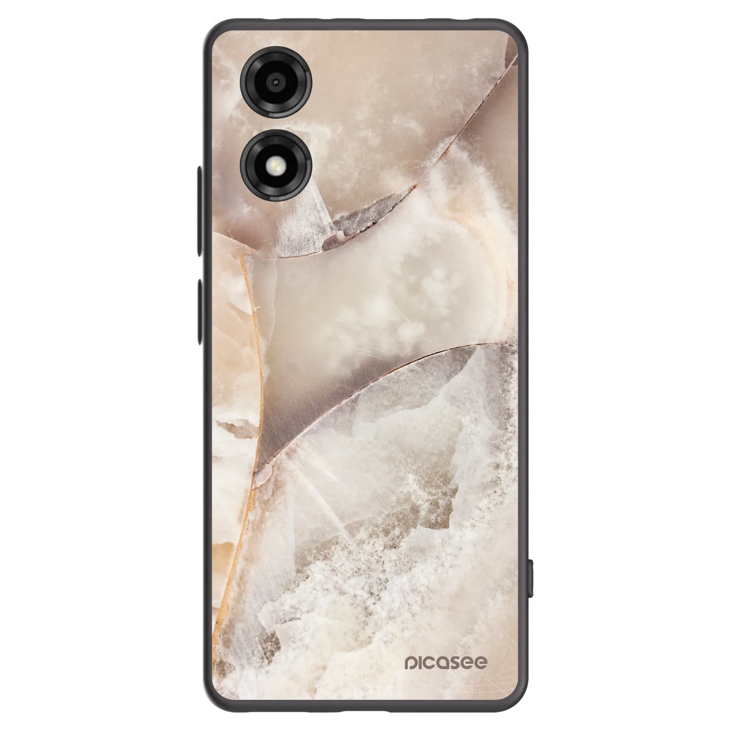 Picasee silikonowe czarne etui na Motorola Moto E14 - Cream marble