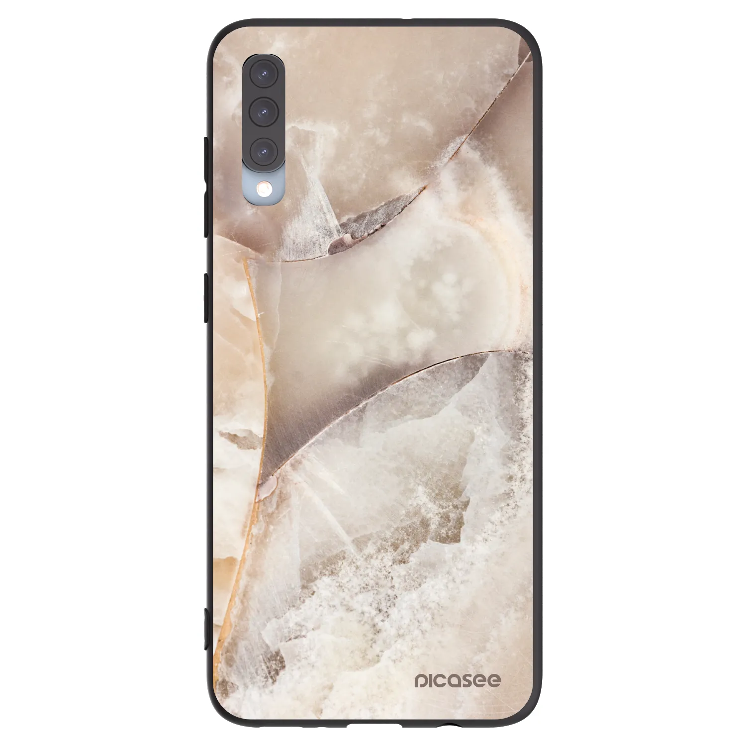 Picasee silikonowe czarne etui na Samsung Galaxy A70 A705F - Cream marble