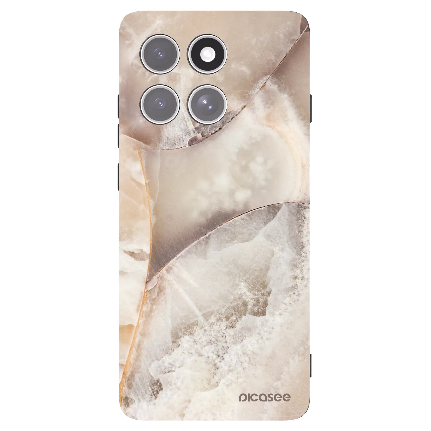 Picasee silikonowe czarne etui na Motorola Edge 60 Pro - Cream marble