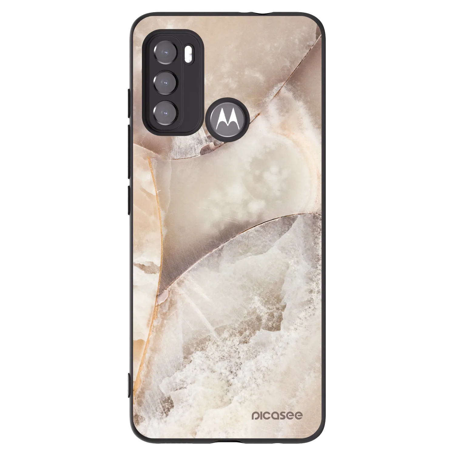 Picasee silikonowe czarne etui na Motorola Edge 60 5G - Cream marble
