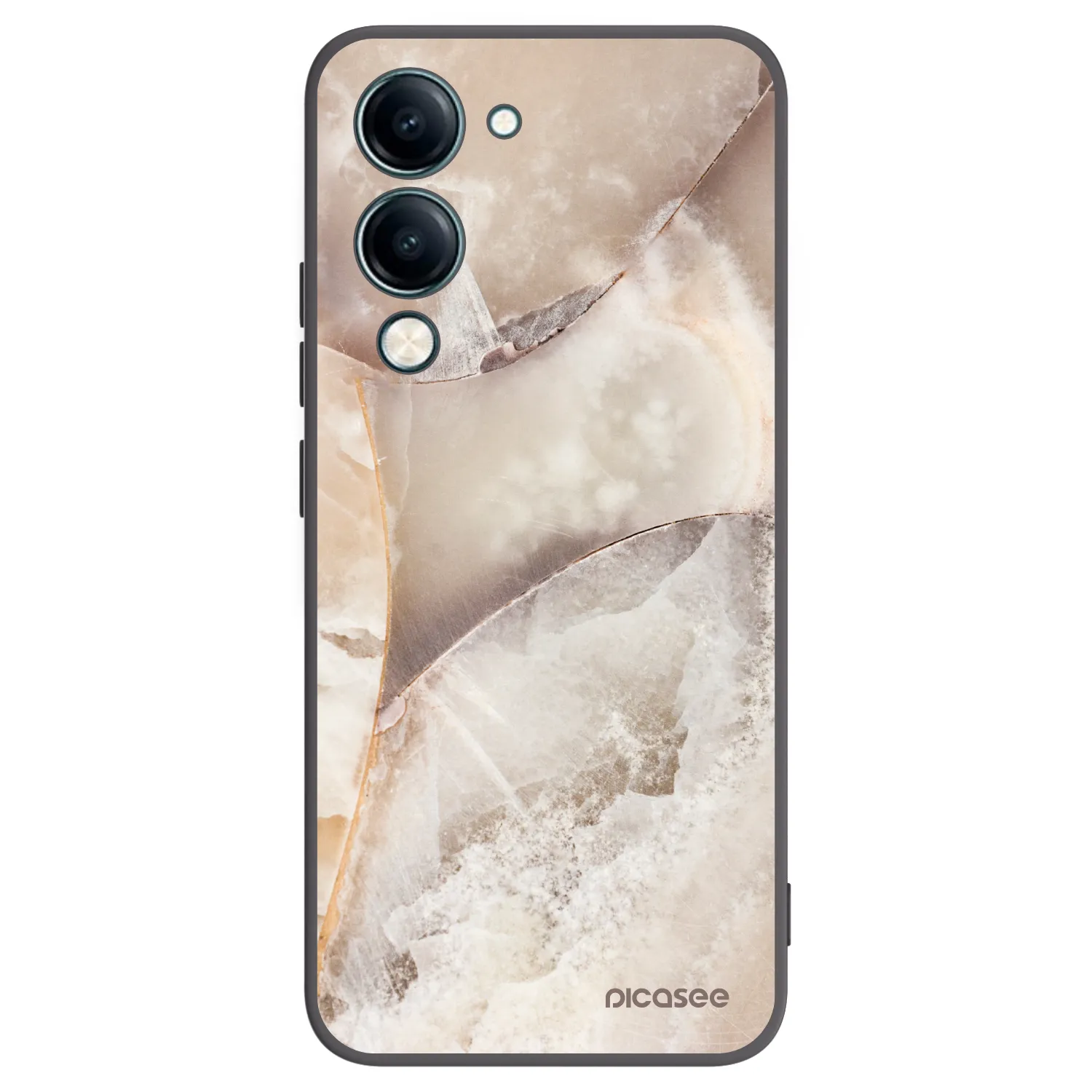 Picasee silikonowe czarne etui na Vivo Y29s 5G - Cream marble