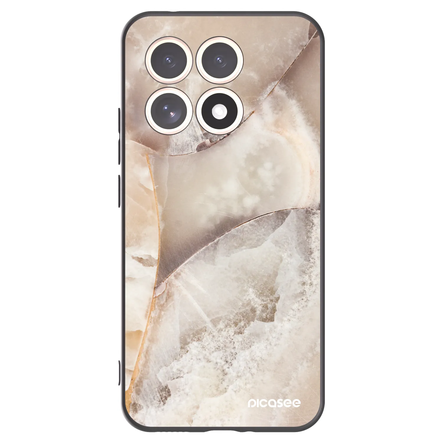 Picasee silikonowe czarne etui na Xiaomi 15T - Cream marble