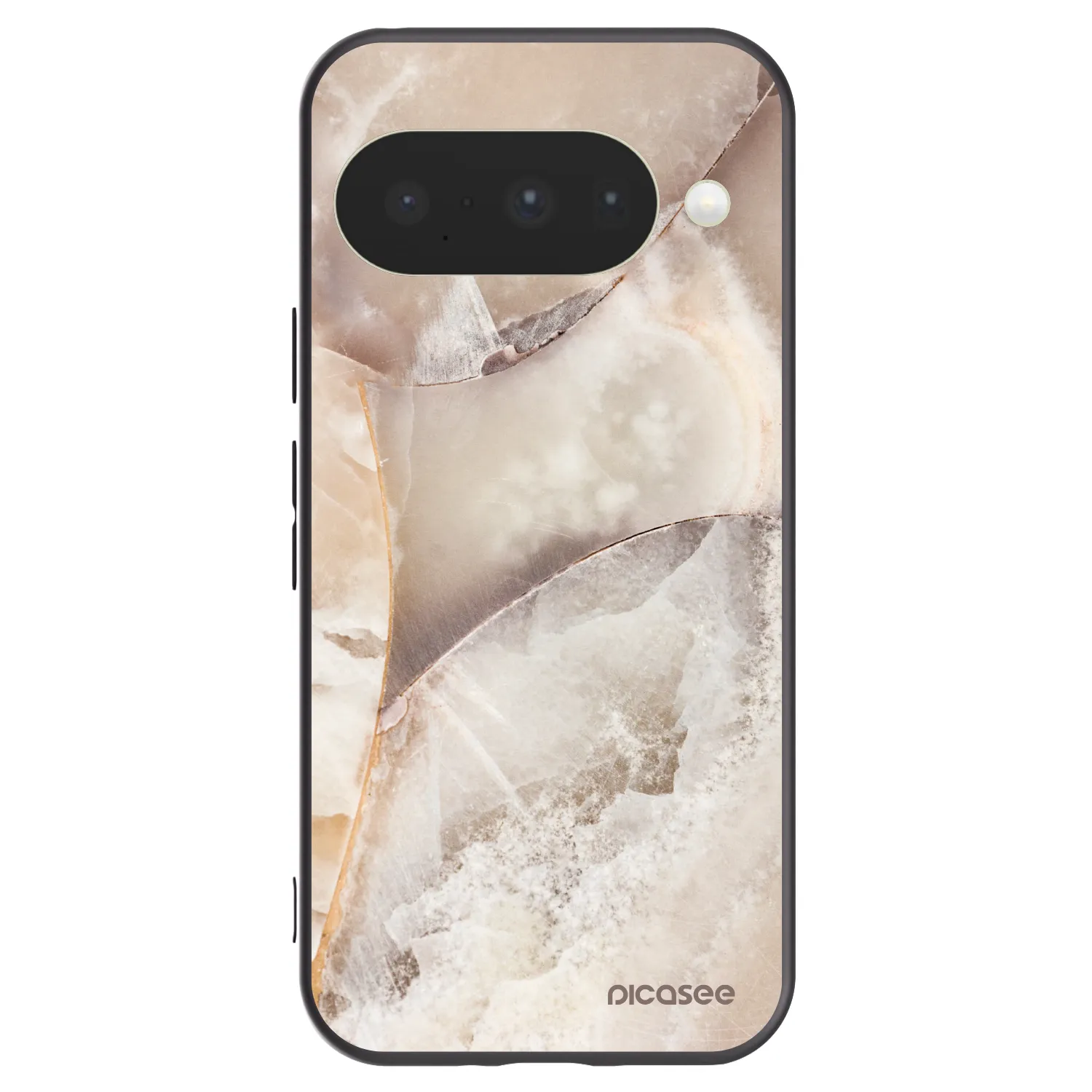 Picasee silikonowe czarne etui na Google Pixel 10 - Cream marble