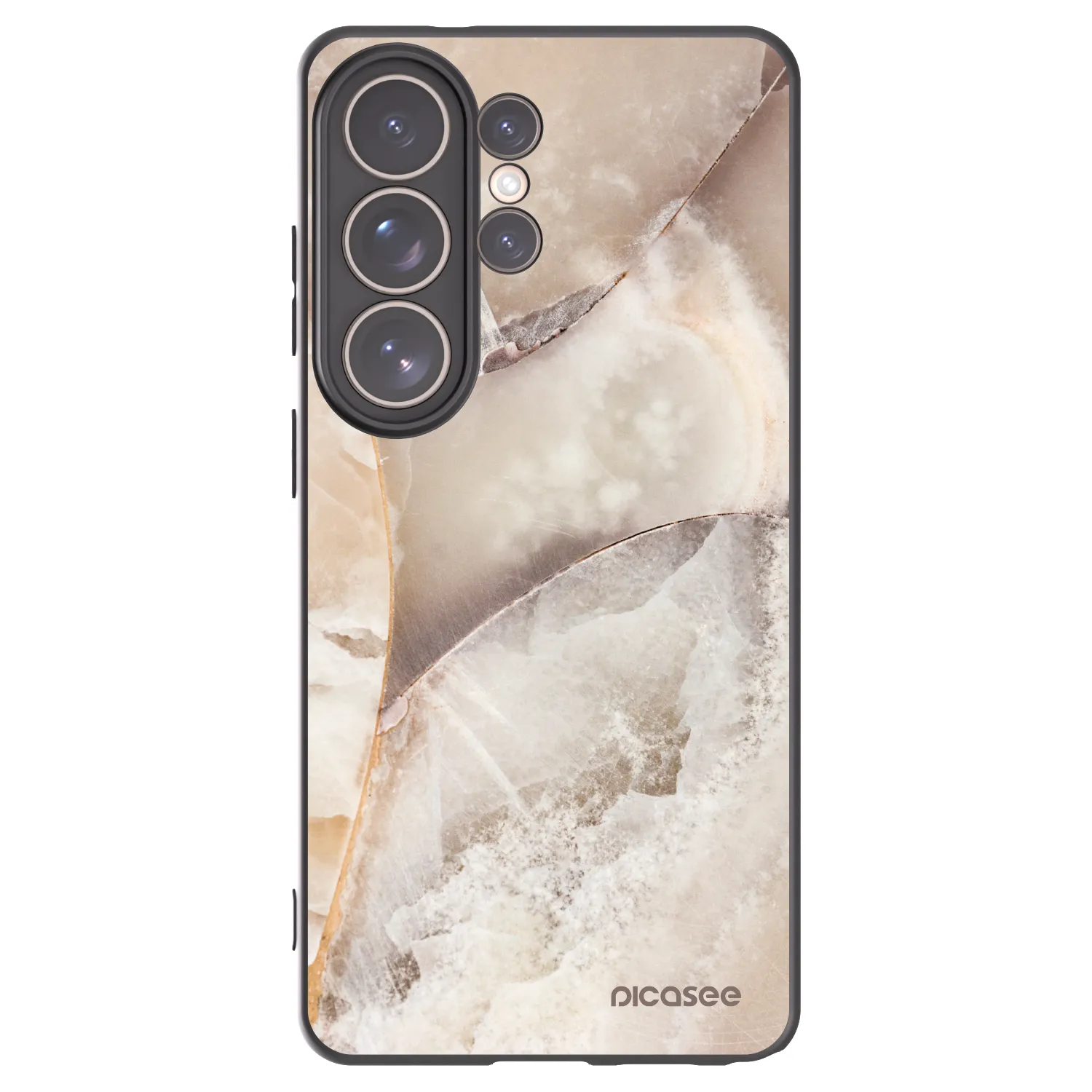 Picasee silikonowe czarne etui na Samsung Galaxy S26 Ultra - Cream marble