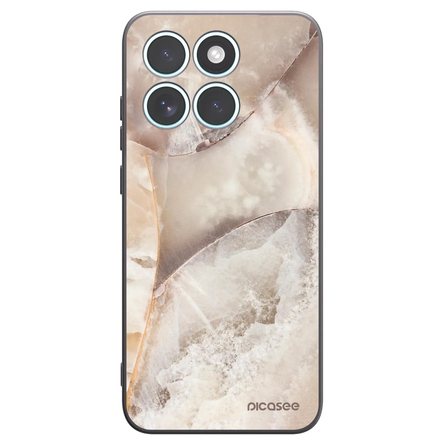Picasee silikonowe czarne etui na Motorola Edge 70 Fusion - Cream marble