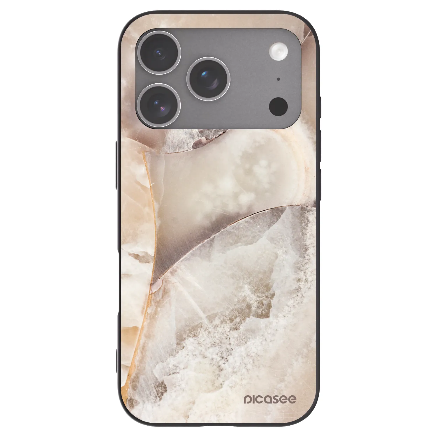 Picasee silikonowe czarne etui na Apple iPhone 18 Pro - Cream marble