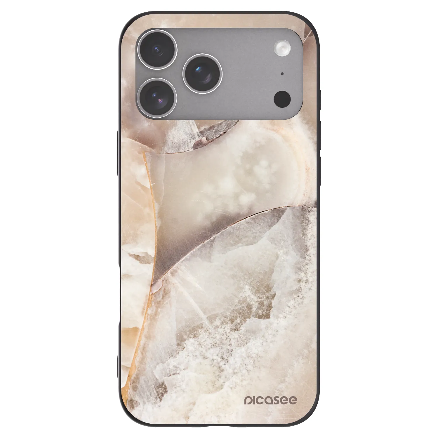Picasee silikonowe czarne etui na Apple iPhone 18 Pro Max - Cream marble