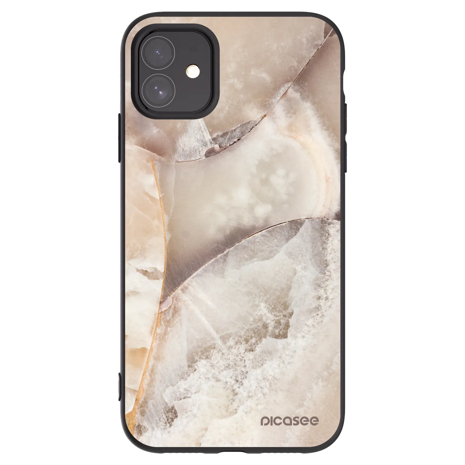 Picasee silikonowe czarne etui na Apple iPhone 11 - Cream marble