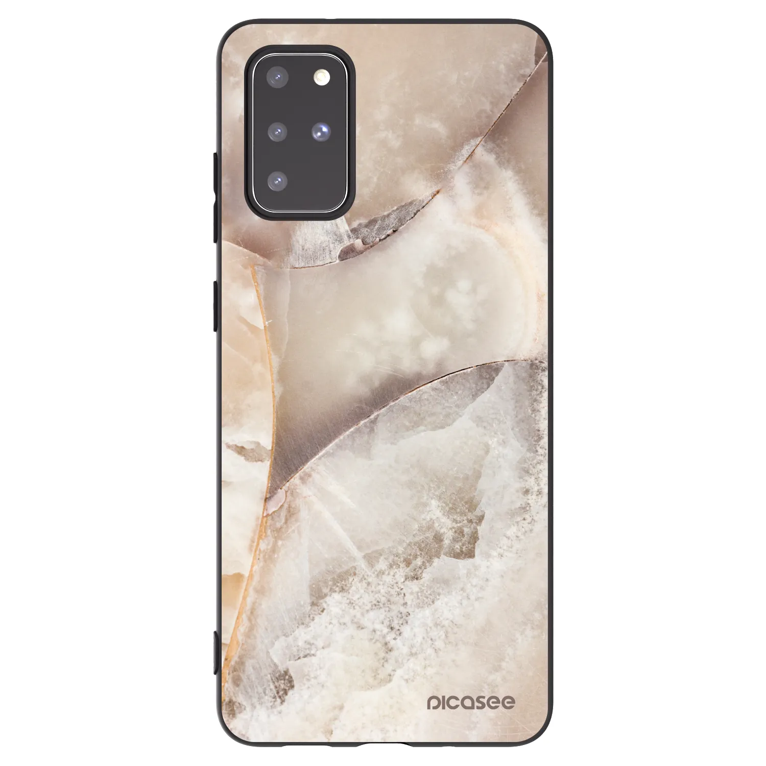 Picasee silikonowe czarne etui na Samsung Galaxy S20+ G985F - Cream marble