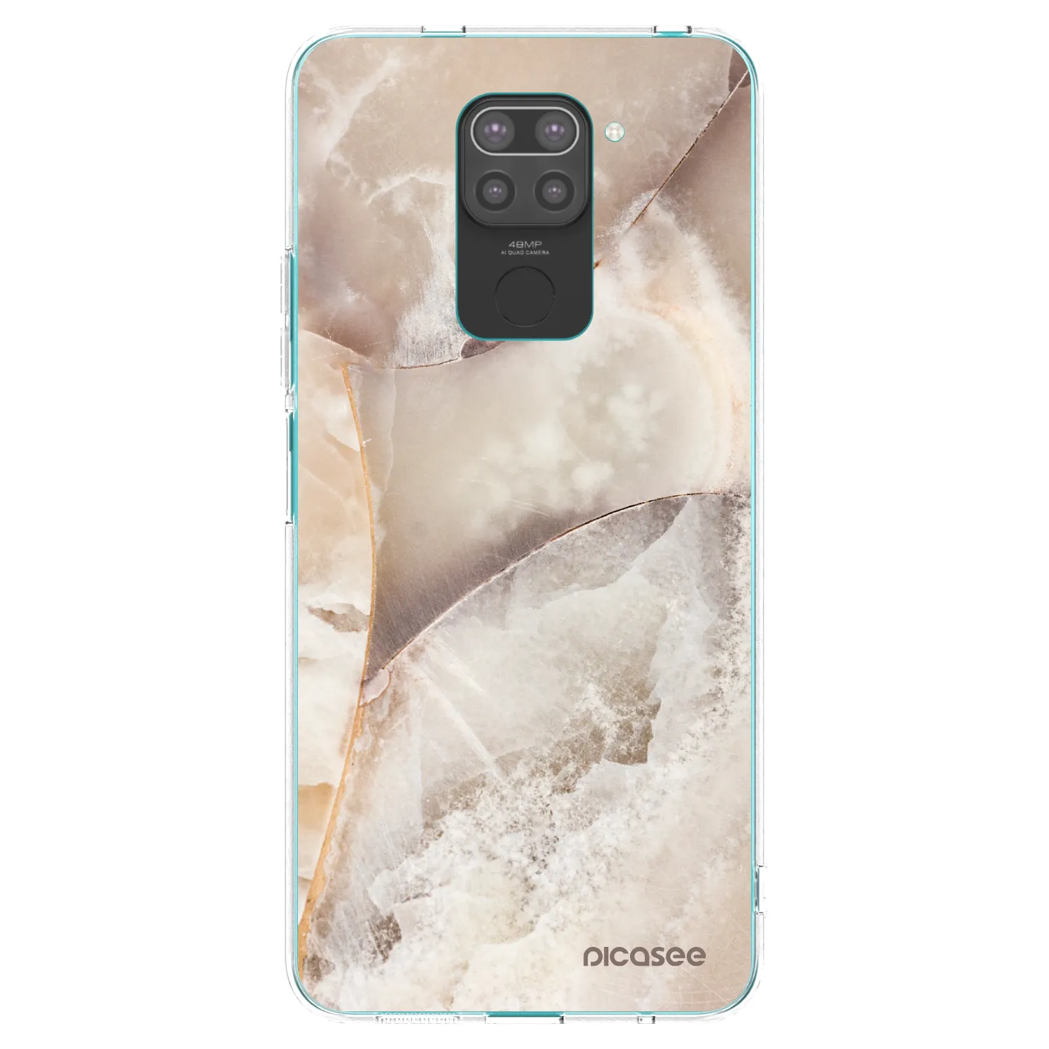 Picasee silikonowe czarne etui na Xiaomi Redmi Note 9 - Cream marble