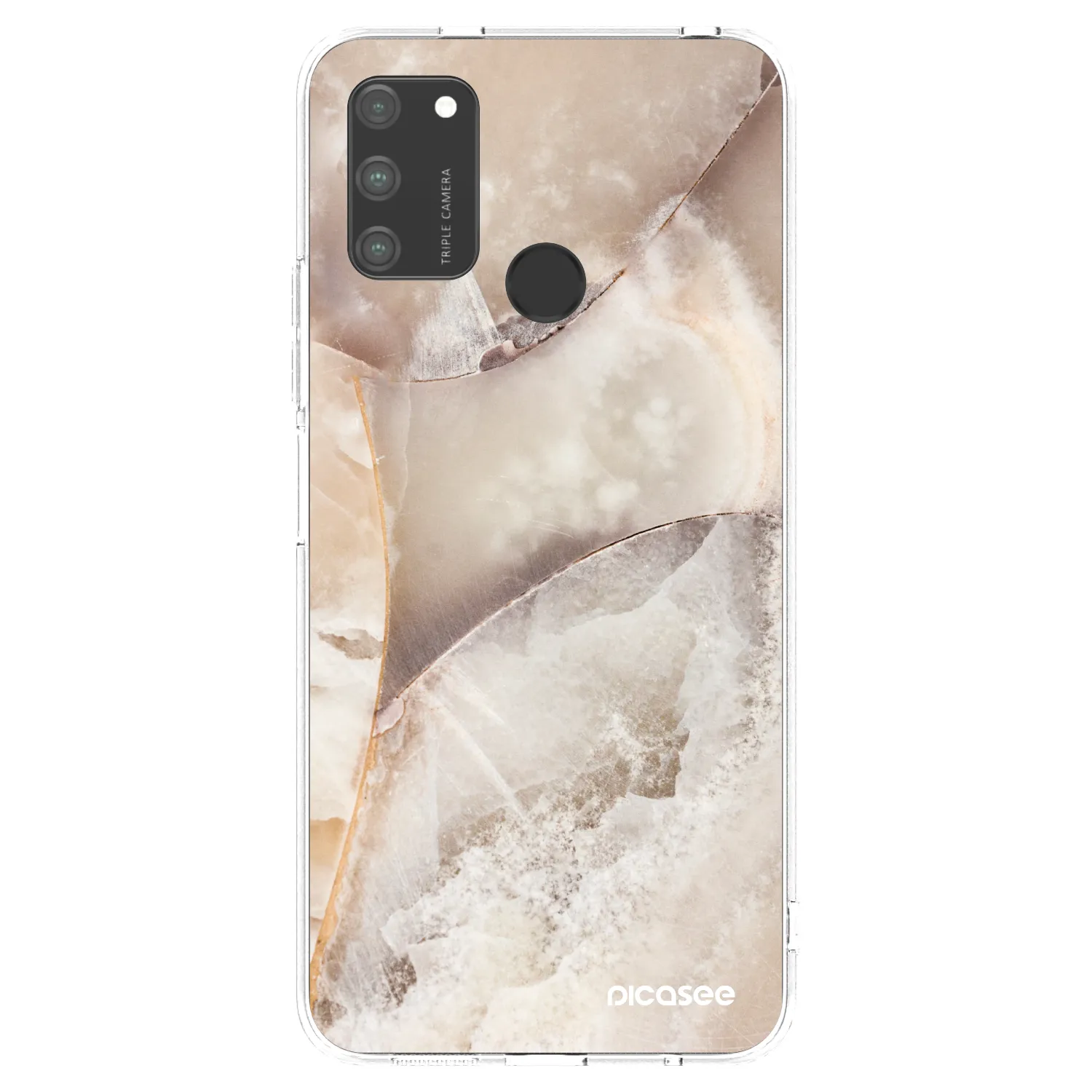 Picasee silikonowe przeźroczyste etui na Honor 9A - Cream marble
