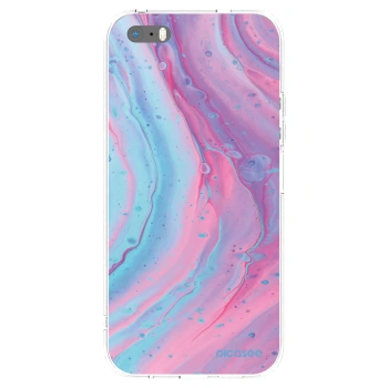 Picasee silikonowe przeźroczyste etui na Apple iPhone 5/5S/SE - Pink liquid