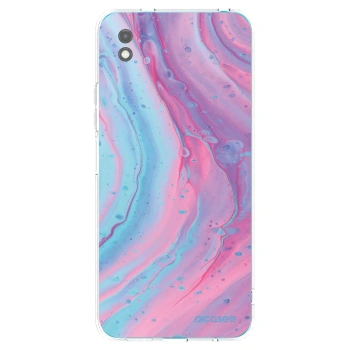 Picasee silikonowe czarne etui na Xiaomi Redmi 9A - Pink liquid