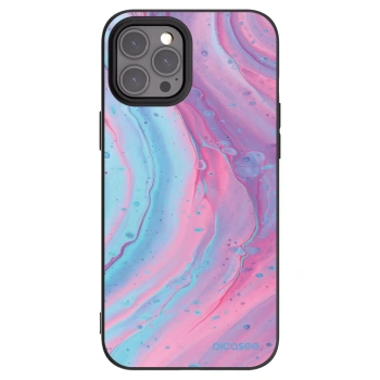 Picasee silikonowe czarne etui na Apple iPhone 12 Pro Max - Pink liquid