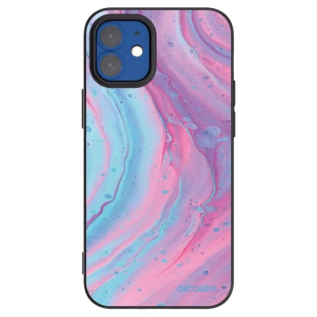 Picasee silikonowe czarne etui na Apple iPhone 12 mini - Pink liquid