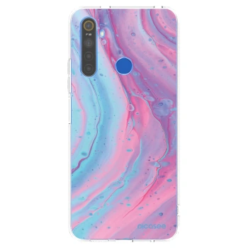 Picasee silikonowe przeźroczyste etui na Realme 5 - Pink liquid