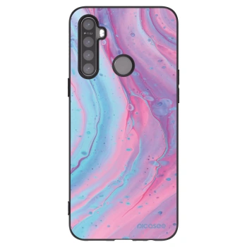 Picasee silikonowe czarne etui na Realme 5 - Pink liquid