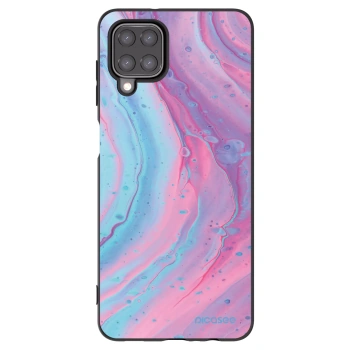 Picasee silikonowe czarne etui na Samsung Galaxy A12 A125F - Pink liquid