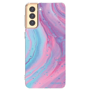 Picasee silikonowe przeźroczyste etui na Samsung Galaxy S21+ 5G G996F - Pink liquid