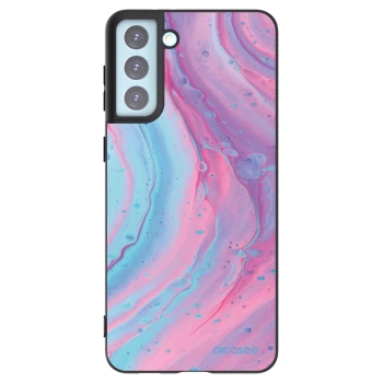 Picasee silikonowe czarne etui na Samsung Galaxy S21+ 5G G996F - Pink liquid