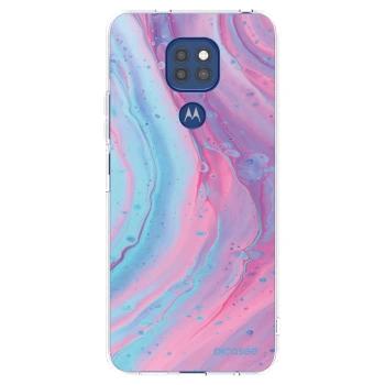 Picasee silikonowe przeźroczyste etui na Motorola Moto G9 Play - Pink liquid