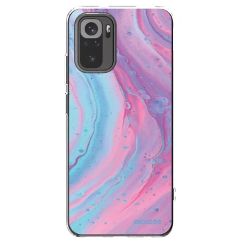 Picasee silikonowe przeźroczyste etui na Xiaomi Redmi Note 10 - Pink liquid