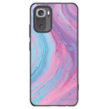 Picasee silikonowe czarne etui na Xiaomi Redmi Note 10S - Pink liquid
