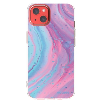 Picasee silikonowe przeźroczyste etui na Apple iPhone 13 - Pink liquid