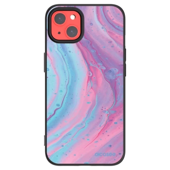 Picasee silikonowe czarne etui na Apple iPhone 13 - Pink liquid