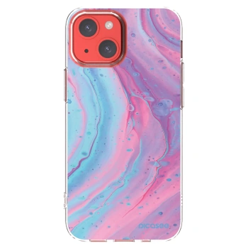 Picasee silikonowe przeźroczyste etui na Apple iPhone 13 mini - Pink liquid