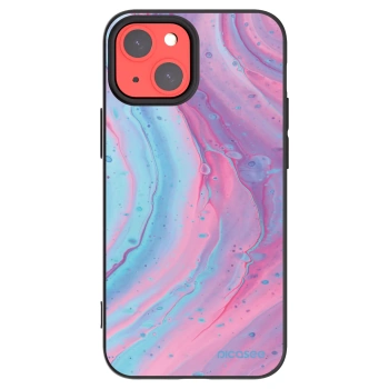 Picasee silikonowe czarne etui na Apple iPhone 13 mini - Pink liquid