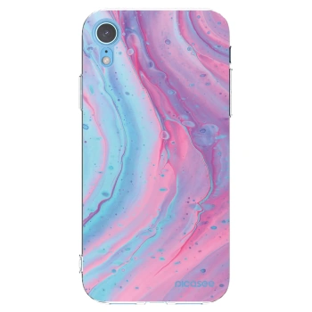 Picasee silikonowe przeźroczyste etui na Apple iPhone XR - Pink liquid