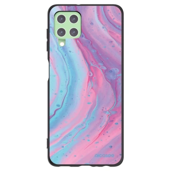 Picasee silikonowe czarne etui na Samsung Galaxy A22 A225F 4G - Pink liquid