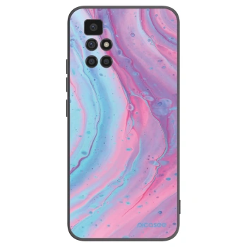 Picasee silikonowe czarne etui na Xiaomi Redmi 10 - Pink liquid