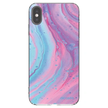 Picasee silikonowe przeźroczyste etui na Apple iPhone XS Max - Pink liquid